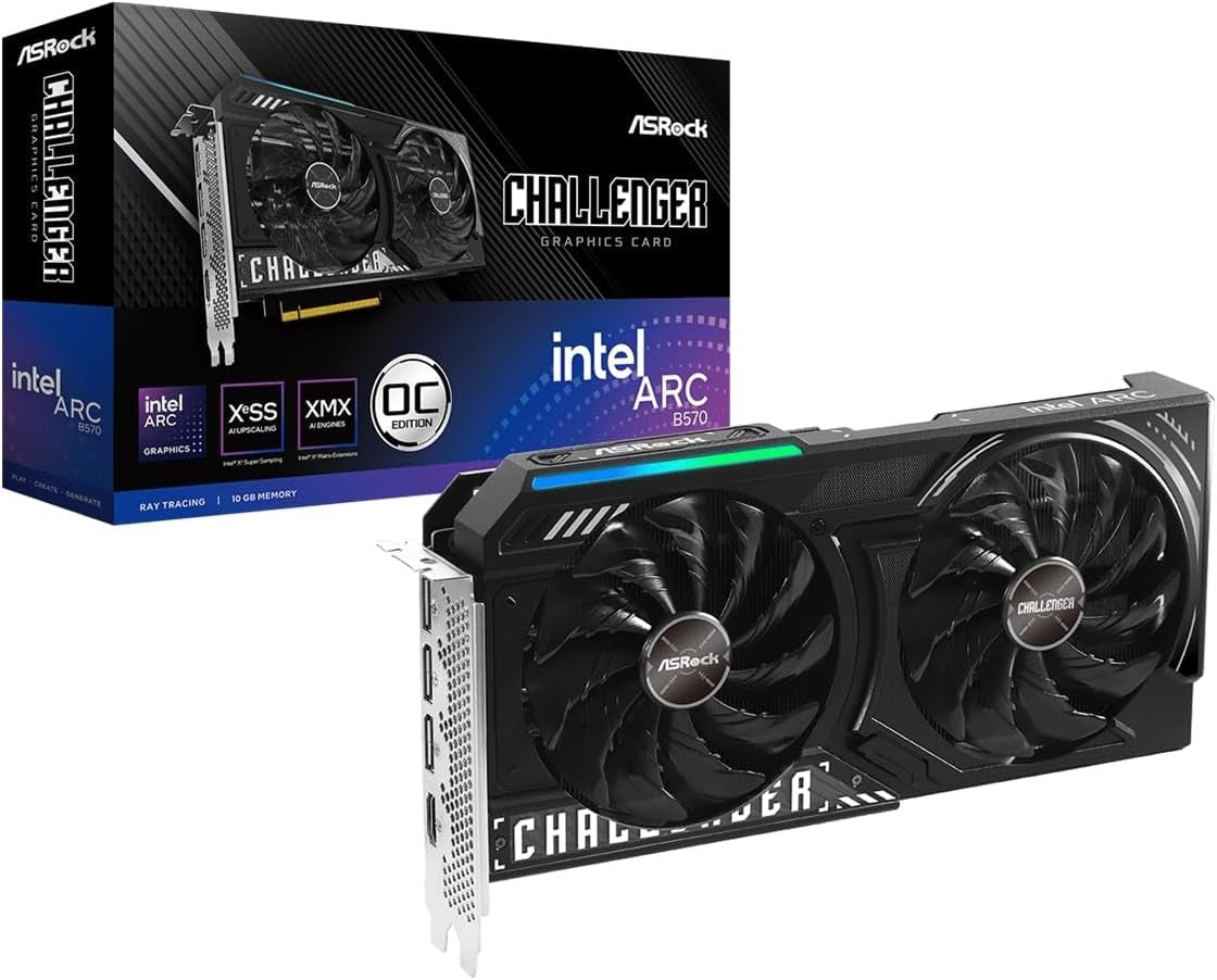 ASRock Intel Arc B570 Challenger OC 10GB GDDR6 Graphics Card