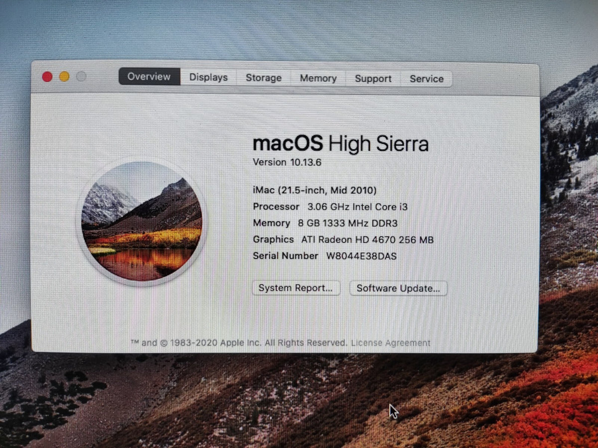 Apple Imac 21.5 Intel i5 3.1Ghz 4/8GB 120GB SSD DVD WIFI MacOS High Sierra 1 Day