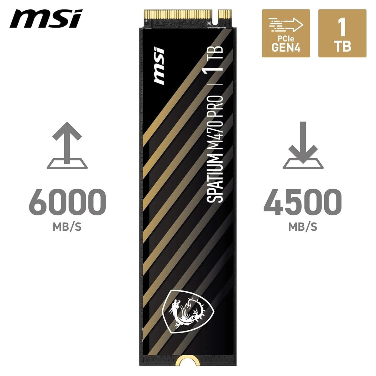 MSi Spatium Gen 4x4 M470 Pro NVMe SSD 5Y Warranty 6000MB/s Read Creators PS5 1TB