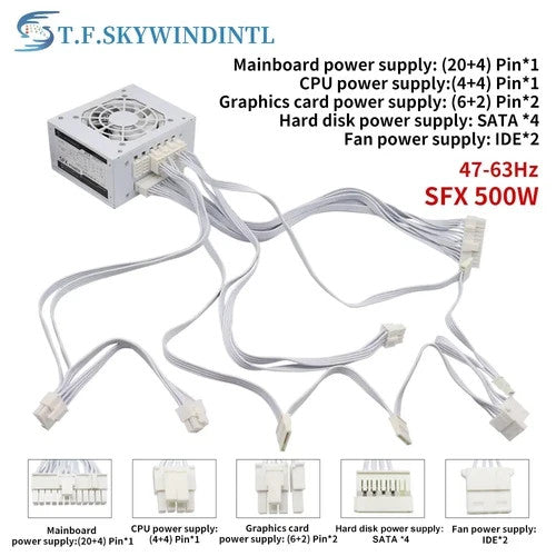 Fully Modular WHITE SFX-500W Mini ITX Solution/Micro ATX/SFX 500W Power SupplyUK