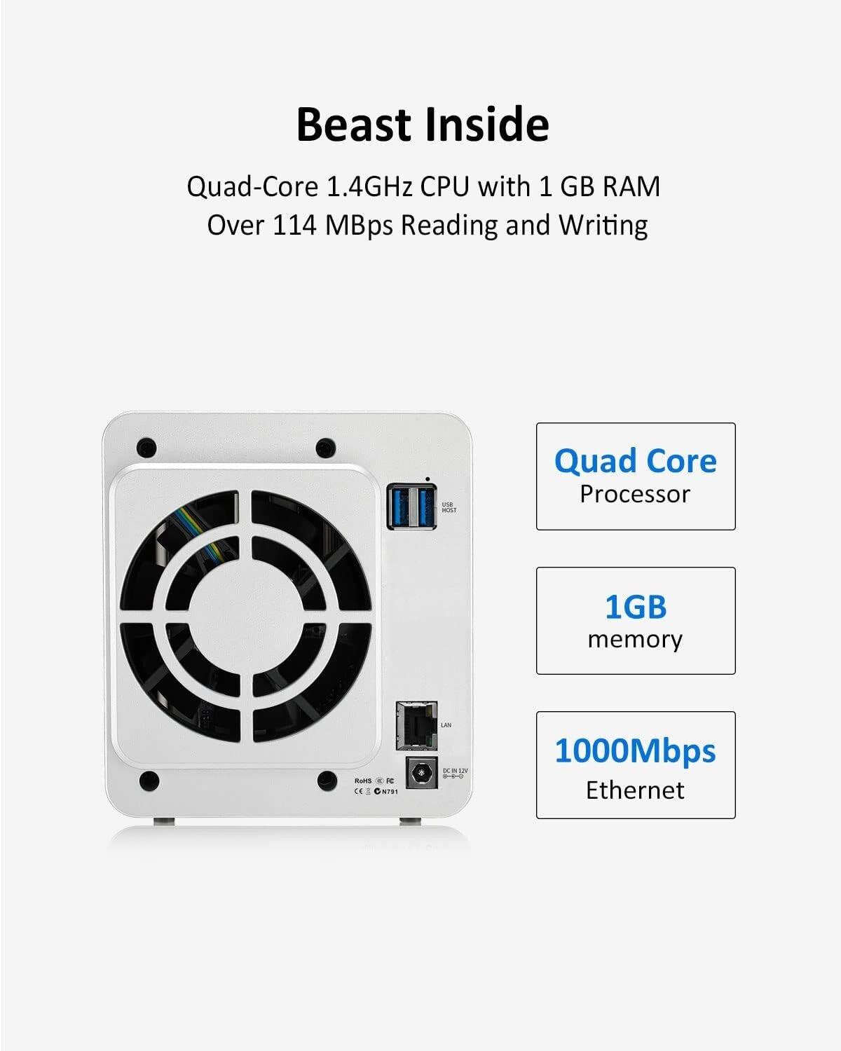 Terramaster Quad Core NAS / RAID 8TB Solid State SSD 2x4TB High Speed Storage