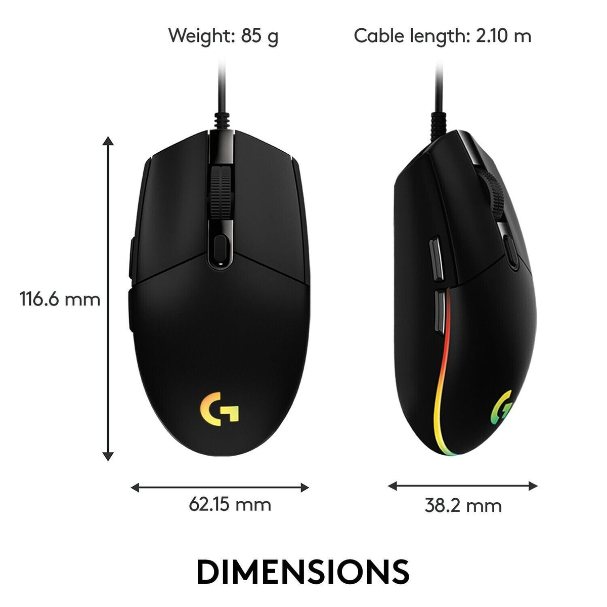 Logitech G203 LIGHTSYNC RGB Gaming Mouse | Wired | 8000 DPI | 6 Button | Black