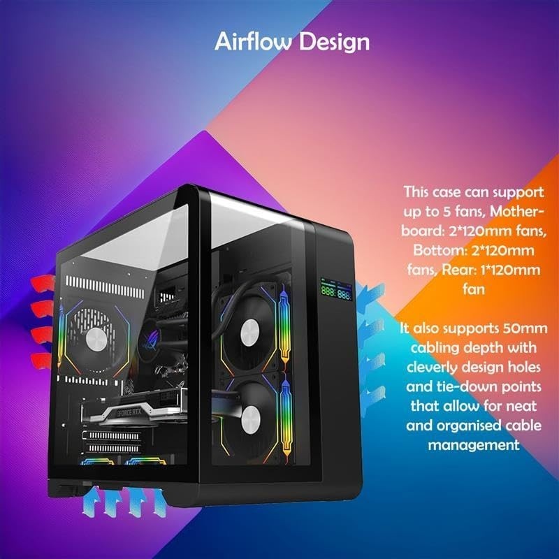 ionz KZ-SW Curve White mATX PC Gaming Case Dual Chamber LED Screen 3x ARGB Fans