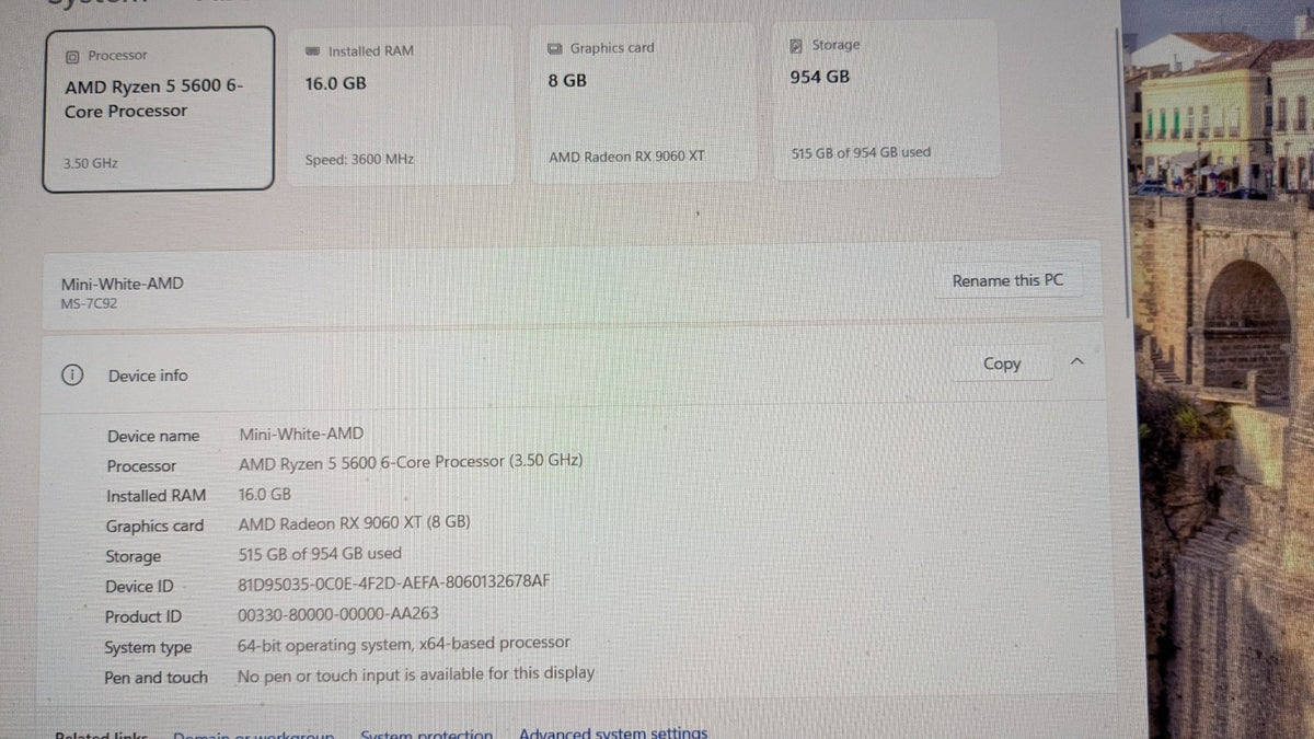 White AMD Mini Gaming PC | Ryzen 5 5600 · RX9060XT 8GB · 16GB RAM · 1TB SSD