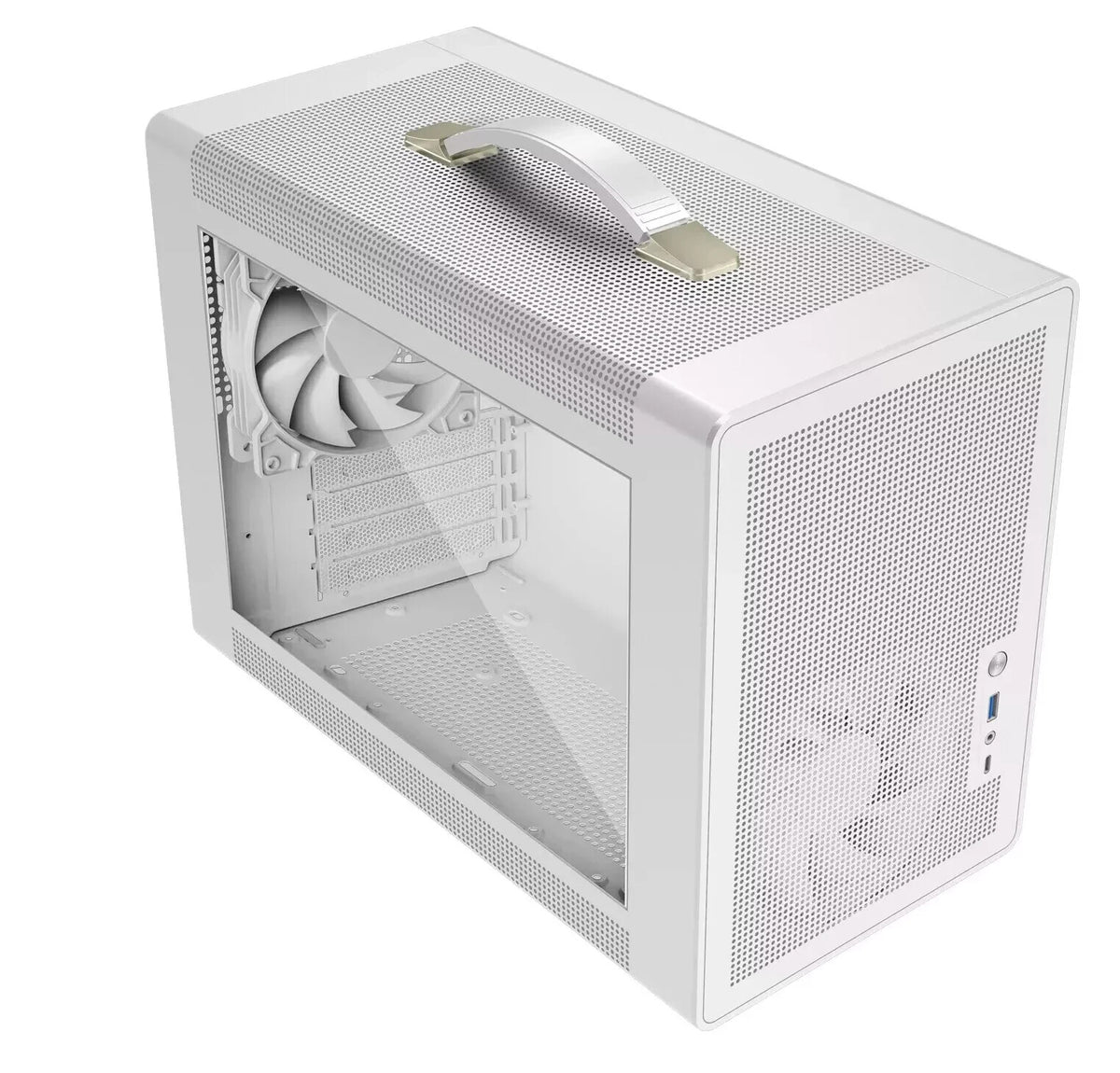White Custom Mini iTX Gaming PC AMD Ryzen 5 NVIDIA RTX4060Ti 32GB RAM 1TB SSD