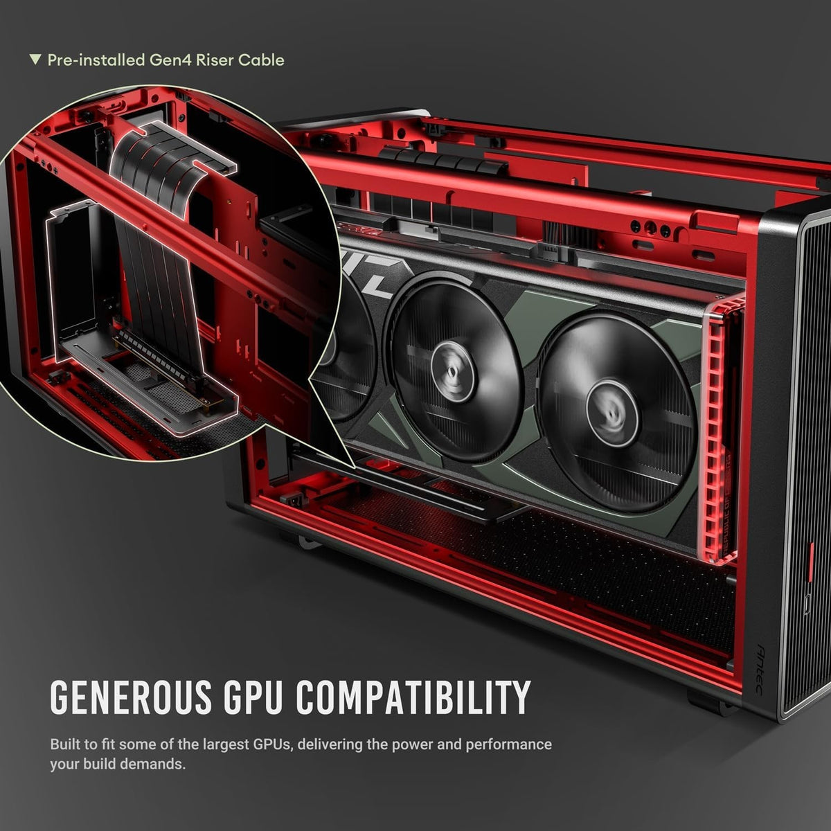 Antec Performance 1M Aventurine Mini ITX PC Case CNC Aluminum PCIe 4.0 Riser