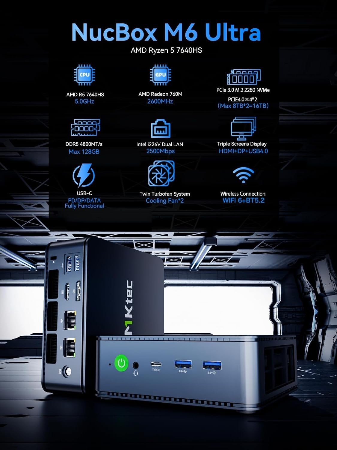 FIREBAT M6 Ultra Mini PC | AMD Ryzen 5 7640HS | 16GB DDR5 | 512GB NVMe | Win 11 Pro