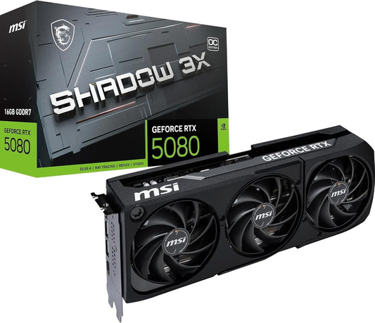 MSI GeForce RTX 5080 SHADOW 3X 16GB GDDR7 Graphics Card PCIe 5.0 GPU