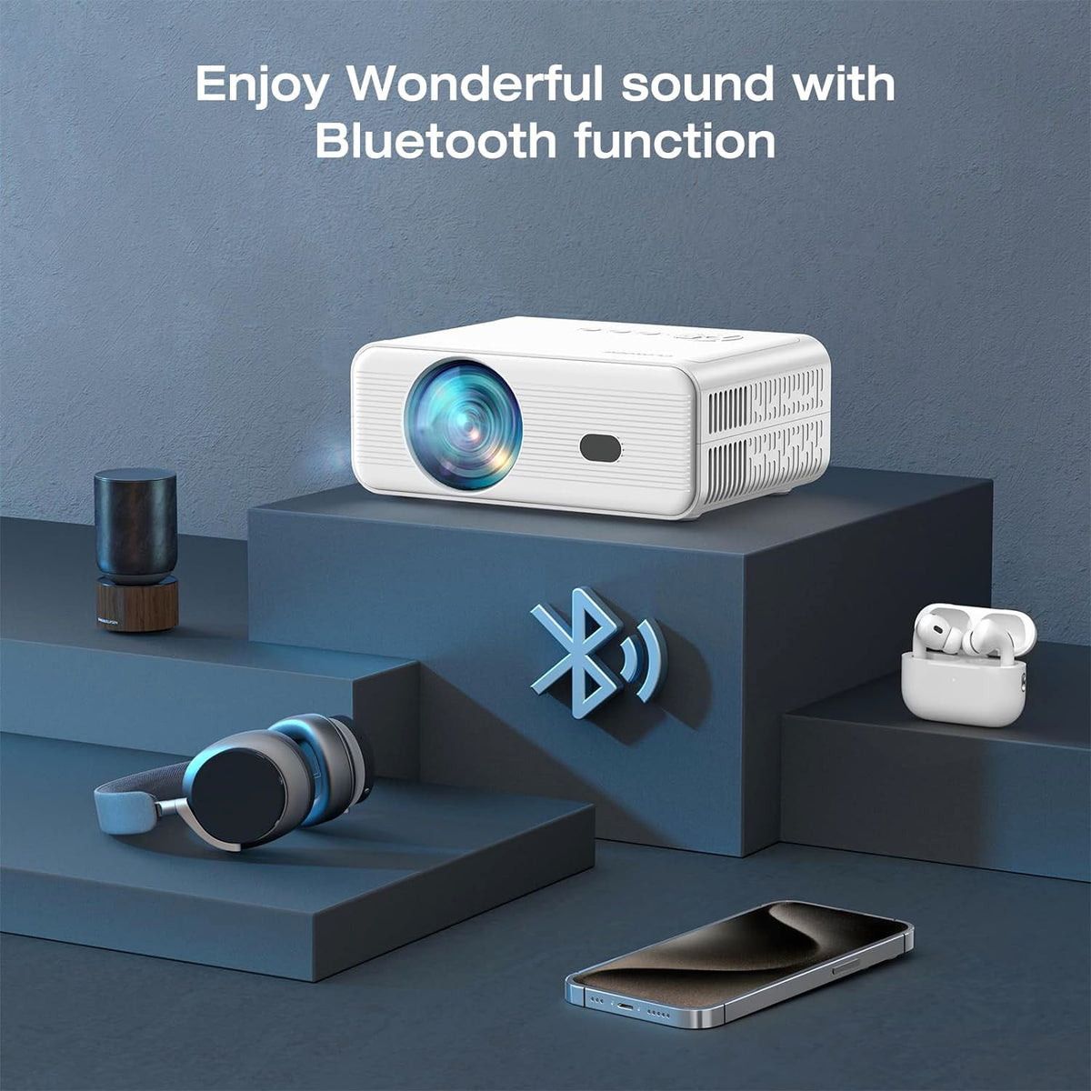 Mini Projector with WiFi and Bluetooth, Native 1080P, 4K Supported, ClokoWe  UK