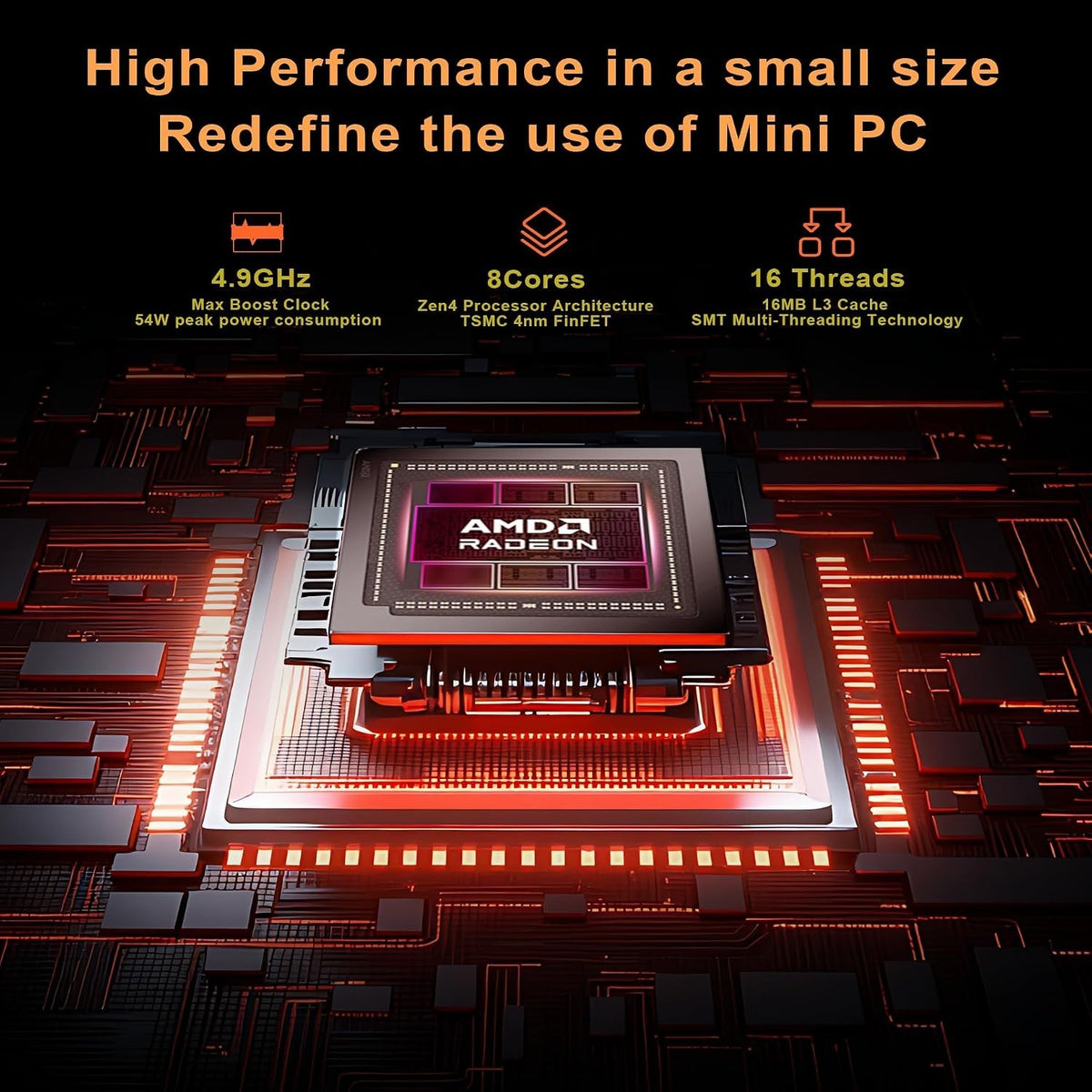 FIREBAT F1P Mini PC AMD Ryzen 7 H 255 16GB DDR5 512GB NVMe SSD Radeon 780M Win11