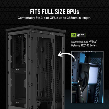 Corsair 2000D AIRFLOW Black Mini-ITX SFF PC Case | 3-Slot GPU, Steel Mesh, 360mm