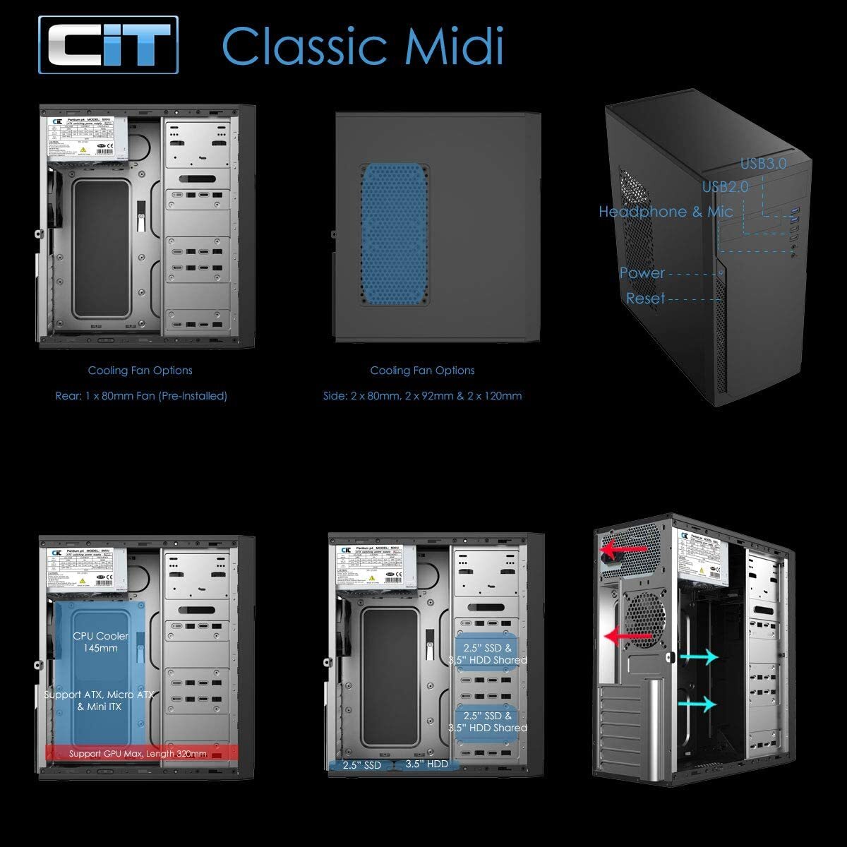 Silent Intel Core i3-12100 Home & Office PC | 8-32GB RAM | 256GB NVMe SSD | Win 11 Pro