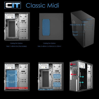 Silent Intel Core i3-12100 Home & Office PC | 8-32GB RAM | 256GB NVMe SSD | Win 11 Pro