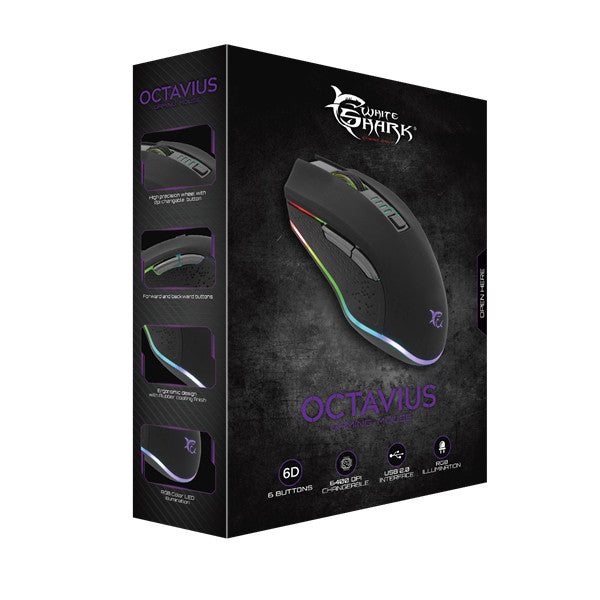 White Shark Gaming Pro RGB Octavius Mouse 6400DPI RGB USB