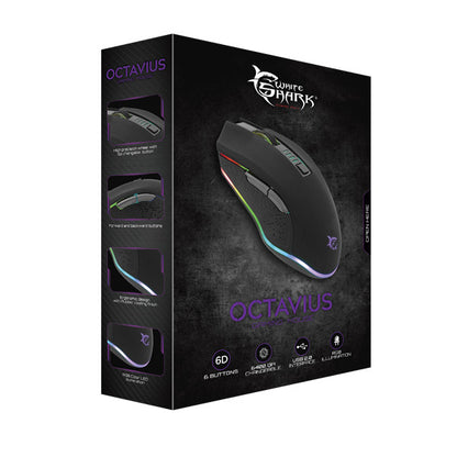 White Shark Gaming Pro RGB Octavius Mouse 6400DPI RGB USB