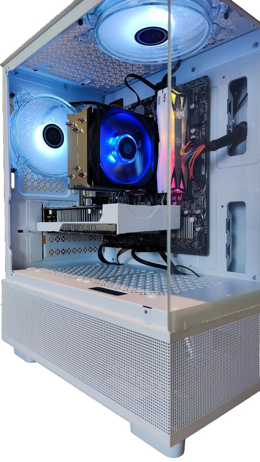 White Custom Gaming PC | Ryzen 5 | 16GB | 256 NVMe | 1000G HDD | RTX 3050 | RGB