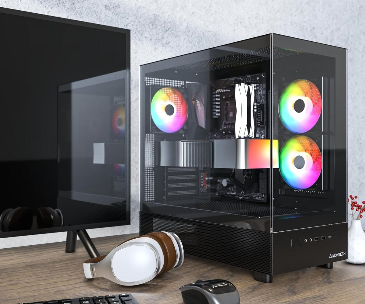 Montech XR Fishbowl RGB Gaming PC BYOGPU Ryzen 5 6c 12t 16GB DDR5 1TB NVMe Win11