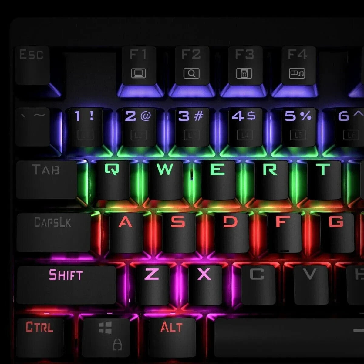 Mechanical Keyboard RGB LED Illuminated Blue Switches Aukey KM-G6 UK Layout