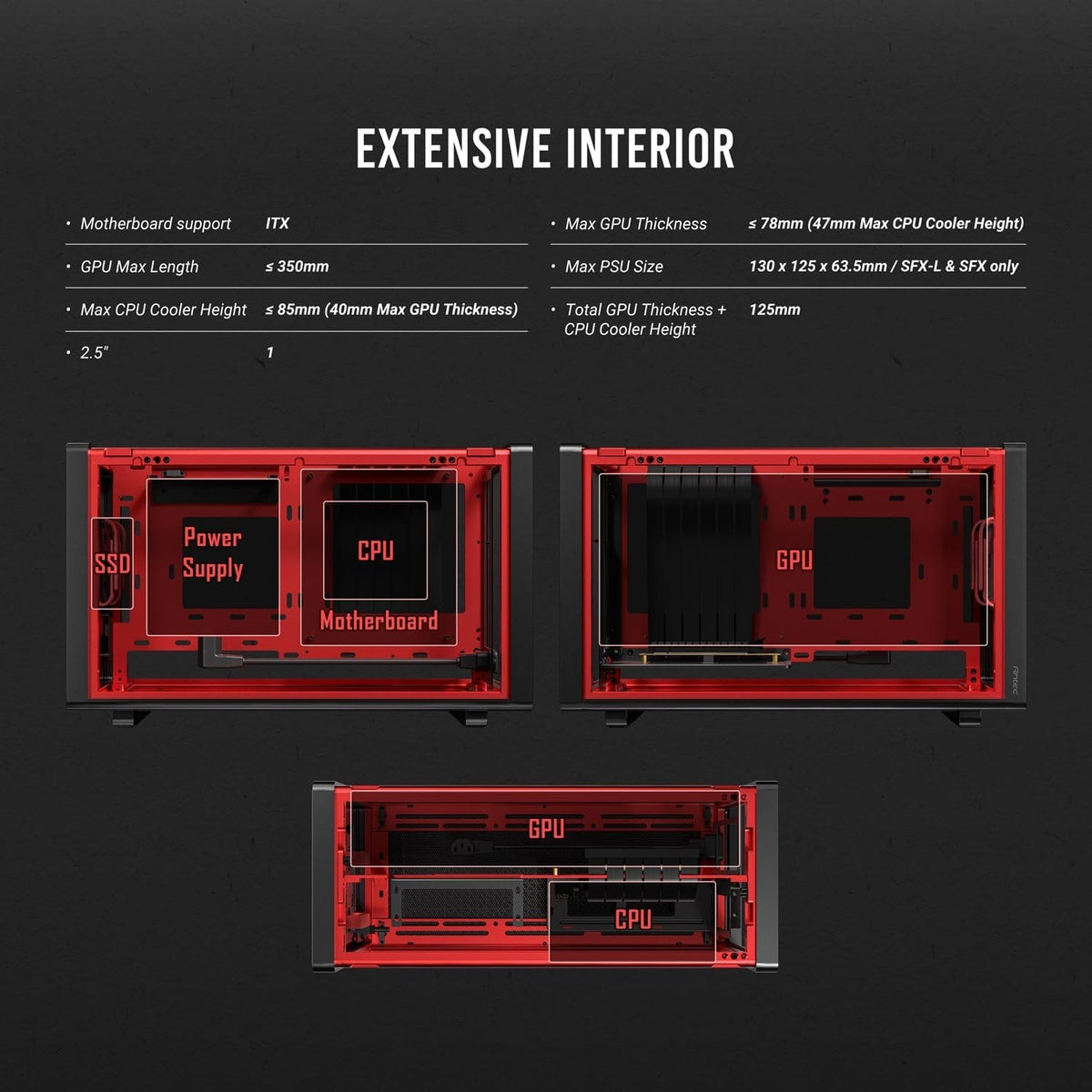 Antec Performance 1 M Black Mini ITX Gaming Case Aluminum Finish