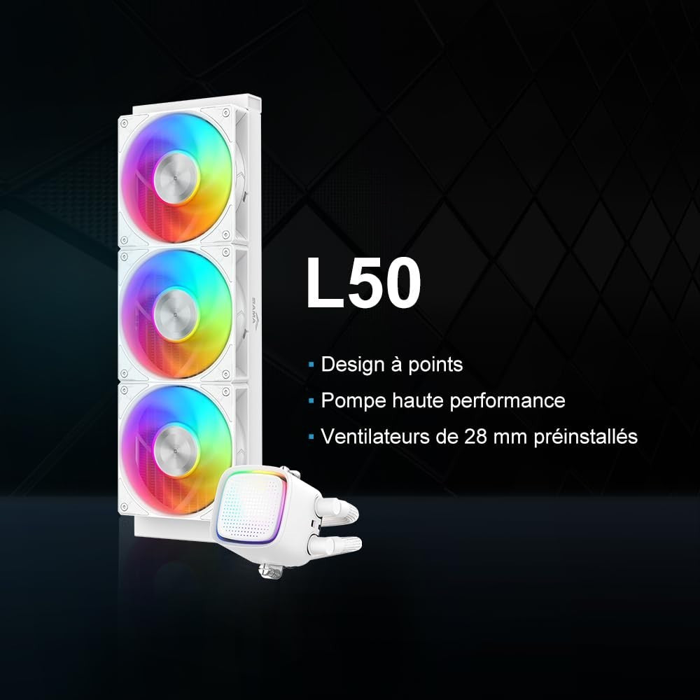 SAMA 360mm AIO Liquid CPU Cooler White ARGB 3x 120mm PWM Fans Intel AMD New L50