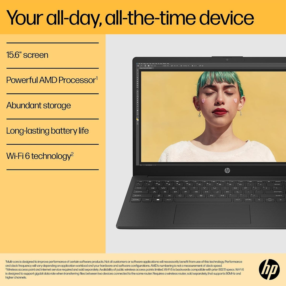 HP 15.6" Laptop AMD Ryzen 7 16GB RAM 512GB SSD Windows 11 Fast Charge FHD Jet Black