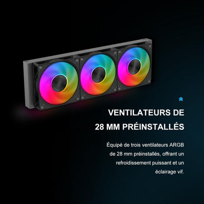 SAMA 360mm AIO Liquid CPU Cooler Black ARGB 3x 120mm PWM Fans Intel AMD New