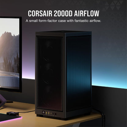 Corsair 2000D AIRFLOW Black Mini-ITX SFF PC Case | 3-Slot GPU, Steel Mesh, 360mm