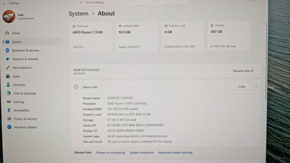 RGB Gaming PC | AMD Ryzen 5 | RTX 3050 | 16GB RAM | 500GB SSD | Win 11 Pro