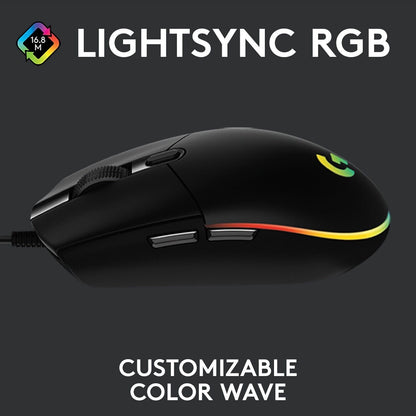 Logitech G203 LIGHTSYNC RGB Gaming Mouse | Wired | 8000 DPI | 6 Button | Black