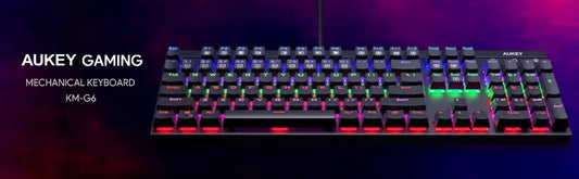 Mechanical Keyboard RGB LED Illuminated Blue Switches Aukey KM-G6 UK Layout