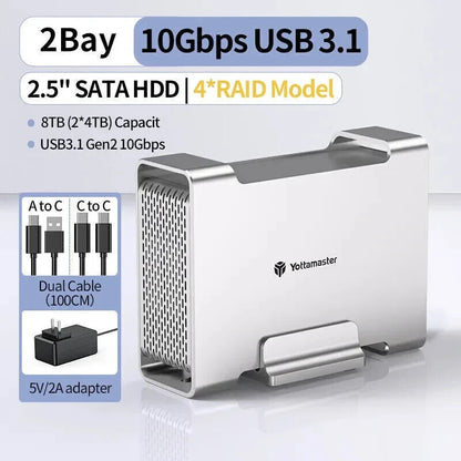 Yotto Master 8TB External Alumium RAID Solid State SSD USB Storage Solution 2x4