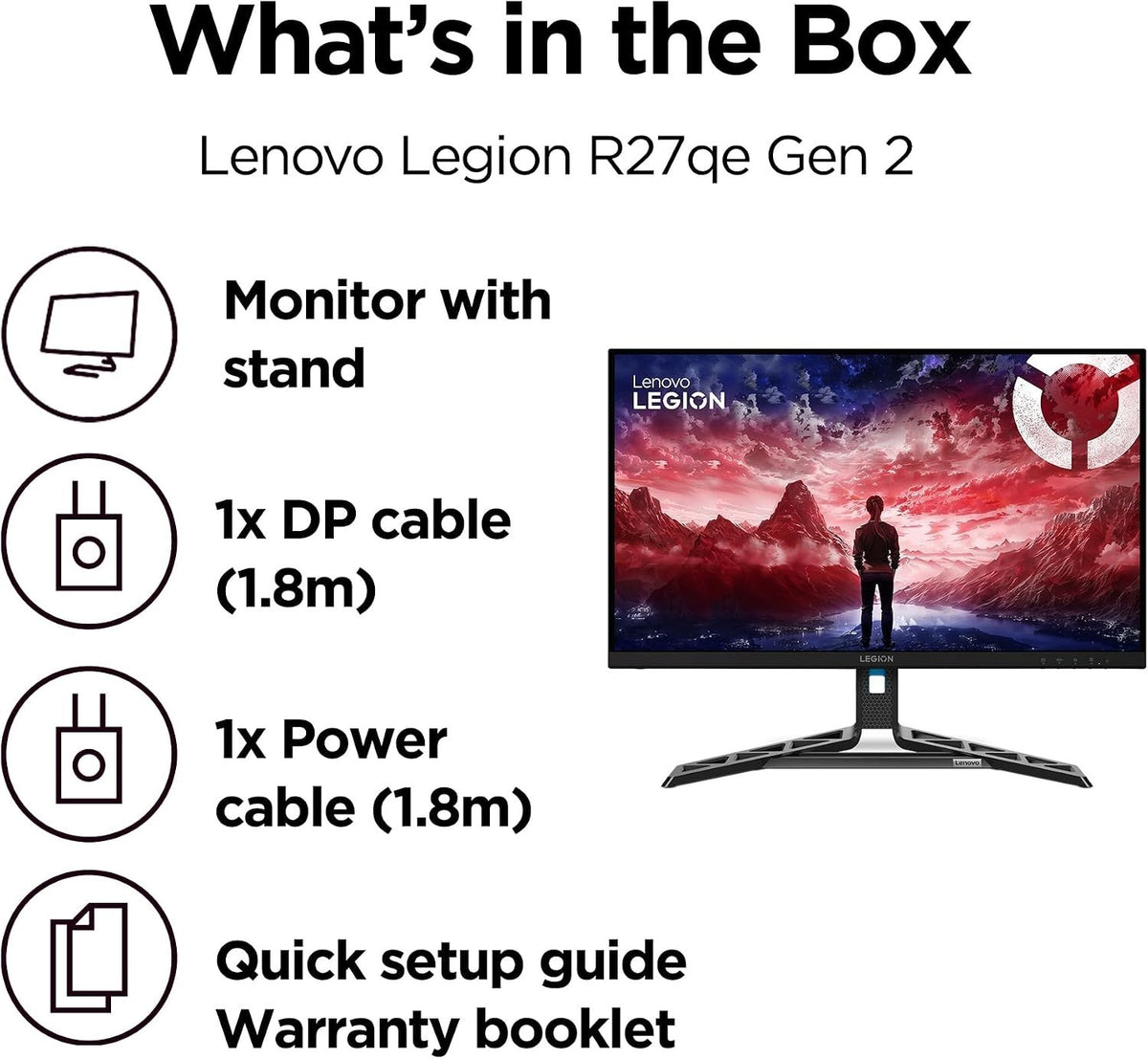 Lenovo Legion R27qe Gen 2 27" QHD 1440p IPS Gaming Monitor 200Hz 0.5ms HDMI 2.1