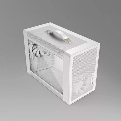 White Custom Mini iTX Gaming PC AMD Ryzen 5 NVIDIA RTX4060Ti 32GB RAM 1TB SSD