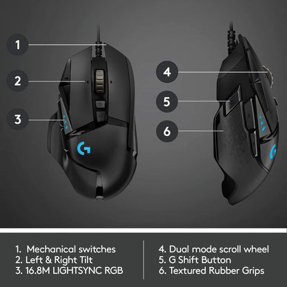Logitech G502 HERO High Performance Wired Gaming Mouse, HERO 25K Sensor, 25,600