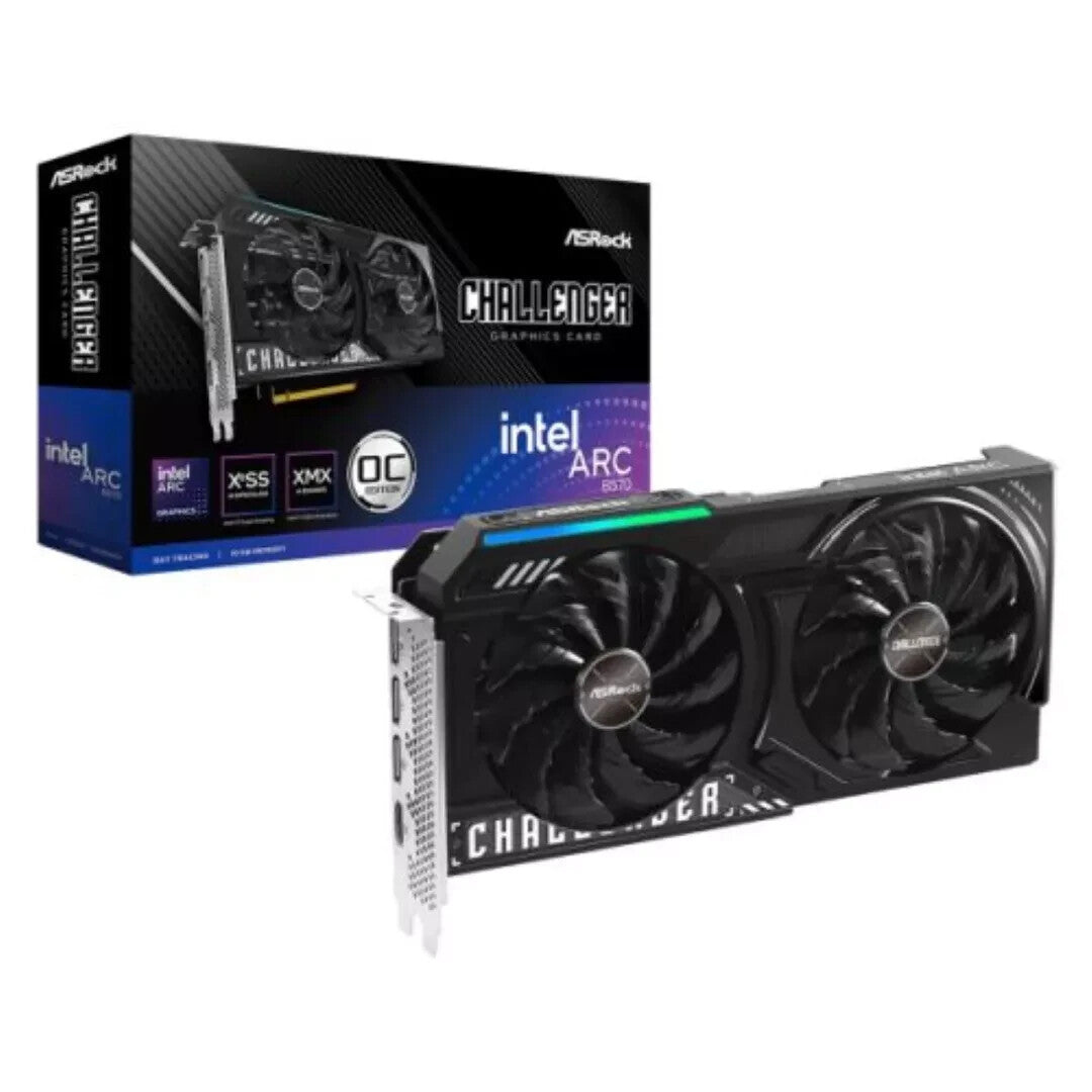 ASrock Intel Arc B570 Challenger 10GB Battlemage OC DDR6 HDMI 3 DP 2600MHz RGB