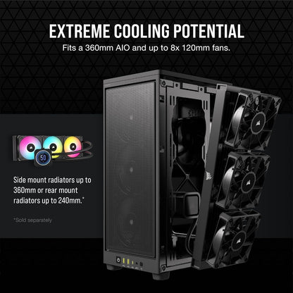 Corsair 2000D AIRFLOW Black Mini-ITX SFF PC Case | 3-Slot GPU, Steel Mesh, 360mm