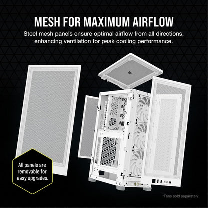 Corsair 2000D AIRFLOW White Mini-ITX SFF PC Case | 3-Slot GPU, Steel Mesh, 360mm