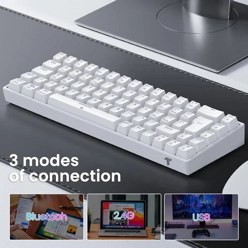 TECURS KB510 Wireless Mechanical Keyboard | 65% TKL | RGB | Red Switches | UK Layout
