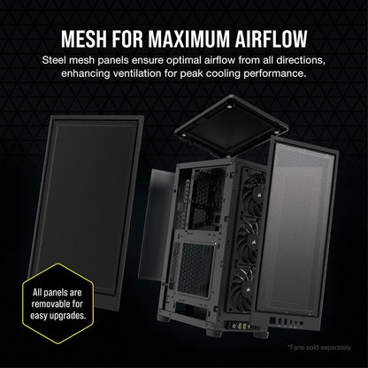 Corsair 2000D AIRFLOW Black Mini-ITX SFF PC Case | 3-Slot GPU, Steel Mesh, 360mm