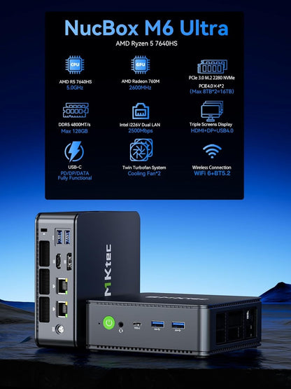 FIREBAT M6 Ultra Mini PC | AMD Ryzen 5 7640HS | 16GB DDR5 | 512GB NVMe | Win 11 Pro