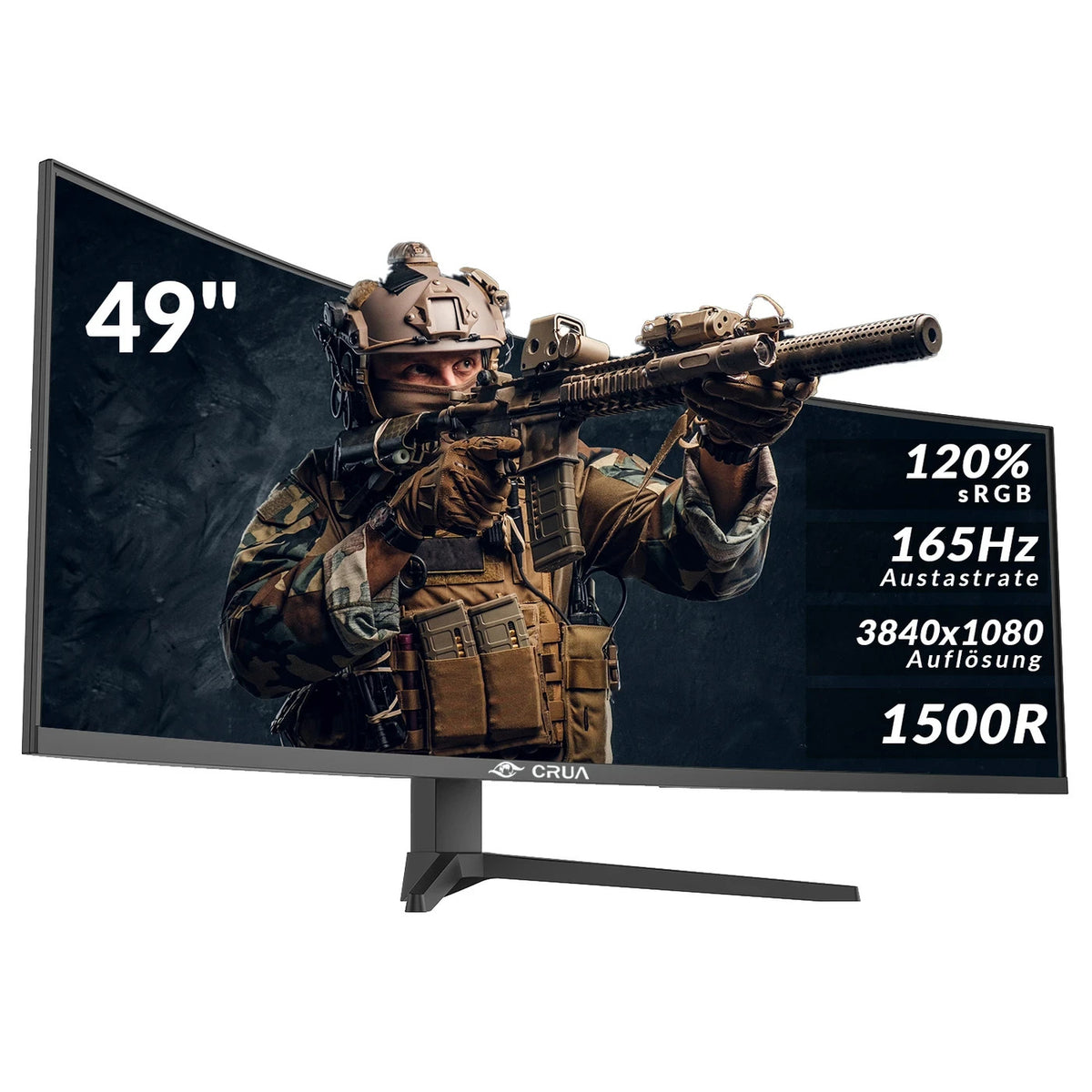 CRUA 49" Curved Ultrawide Gaming Monitor | DQHD 5120x1440 | 165Hz | 32:9 HDR10