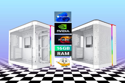 White RGB Gaming PC Ryzen5 NVIDIA RTX 5060 16GB 1TB Win 11 Premium Build Customisable