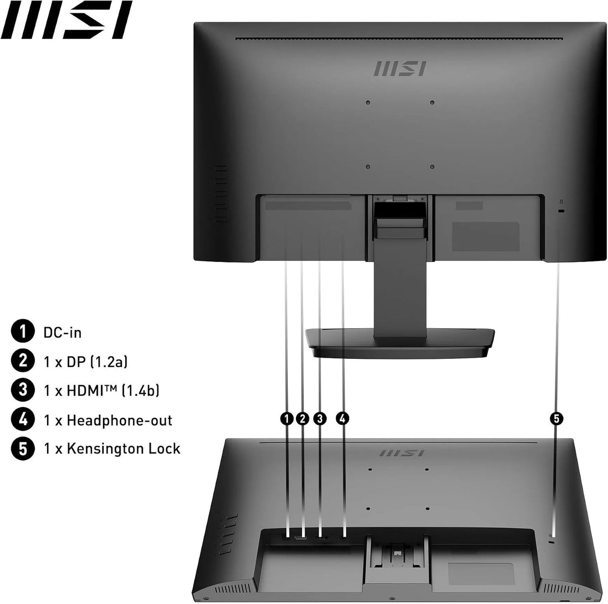 MSI PRO MP223 E2 21.45" Full HD VA Monitor | 100Hz | 1ms | Built-in Speakers | HDMI VGA