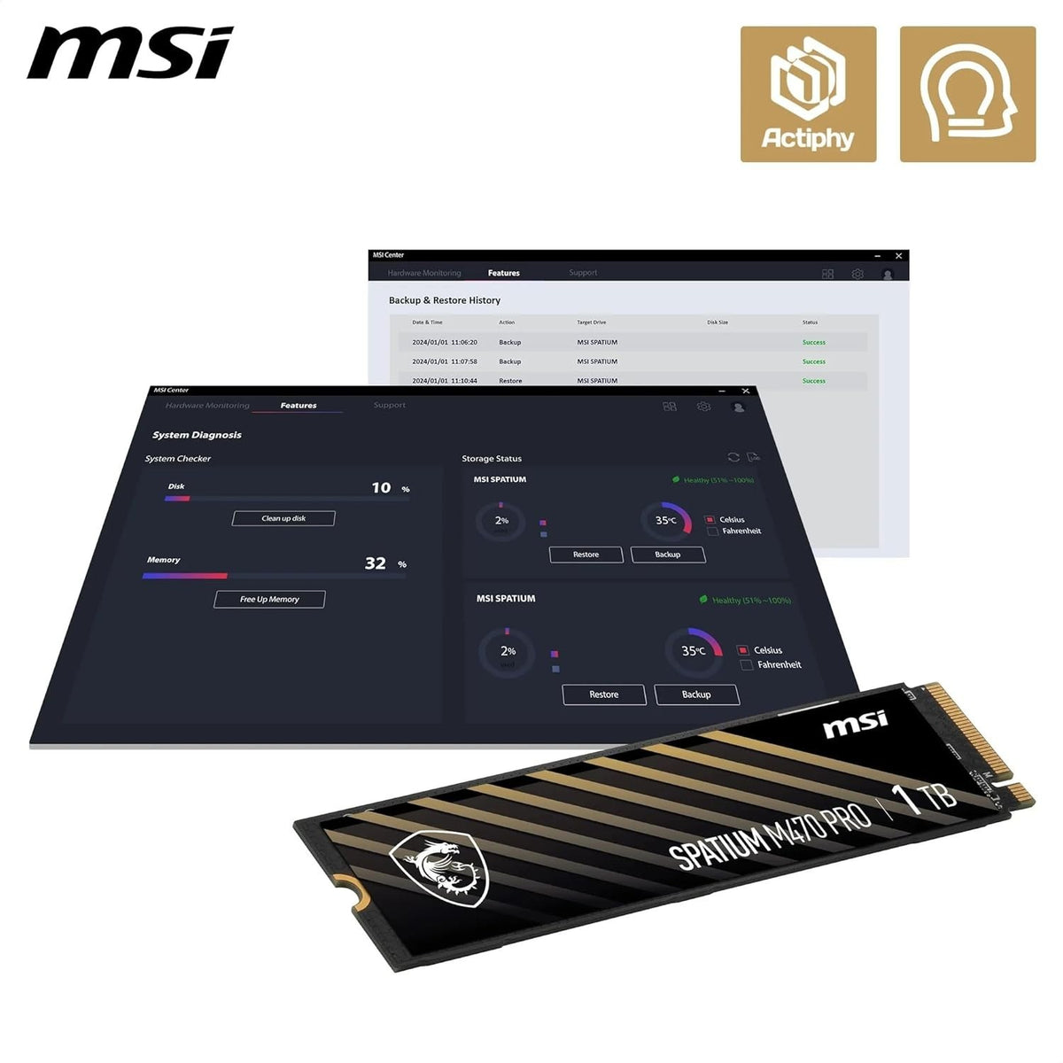 MSi Spatium Gen 4x4 M470 Pro NVMe SSD 5Y Warranty 6000MB/s Read Creators PS5 1TB
