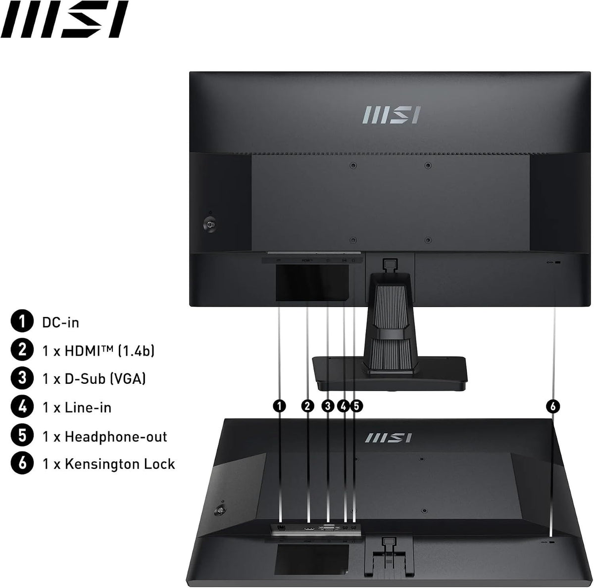 MSI PRO MP251 24.5" Full HD IPS Monitor | 100Hz | 1ms | Built-in Speakers | HDMI VGA
