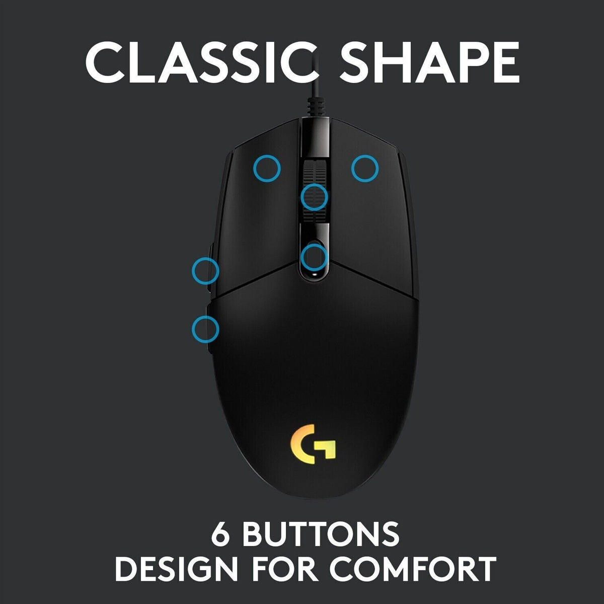 Logitech G203 LIGHTSYNC RGB Gaming Mouse | Wired | 8000 DPI | 6 Button | Black