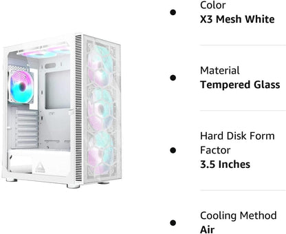 AMD Ryzen 5 MESH WHITE RGB 6 Fans Gaming PC 16GB RAM 256SSD 1TB HDD