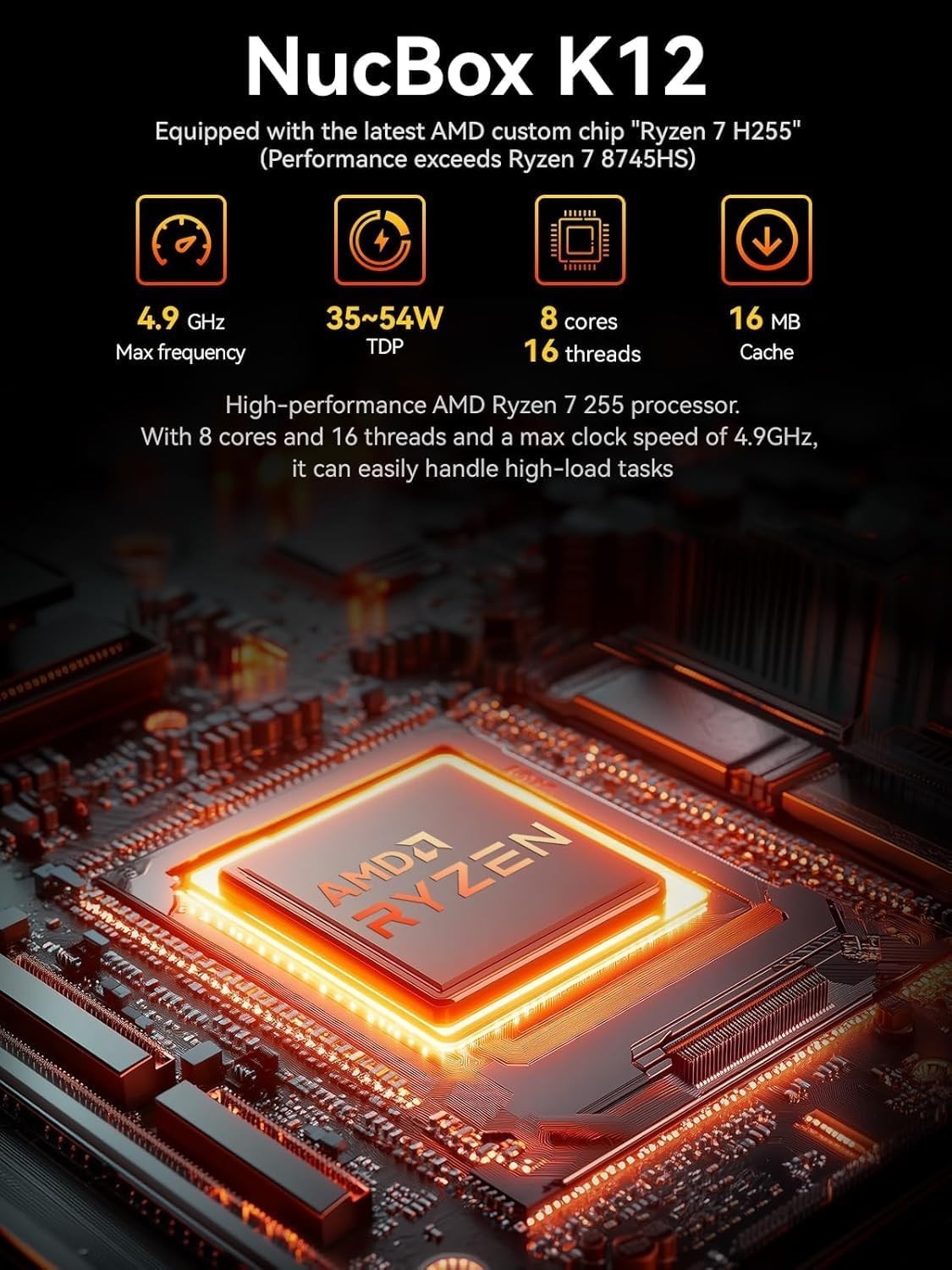 GMKtec K12 Mini PC | AMD Ryzen 7 8745HS | 16GB DDR5 | 512GB SSD | Windows 11 Pro