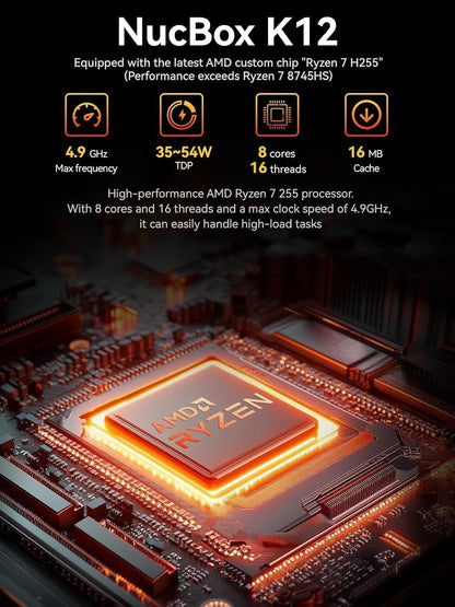 GMKtec K12 Mini PC | AMD Ryzen 7 8745HS | 16GB DDR5 | 512GB SSD | Windows 11 Pro