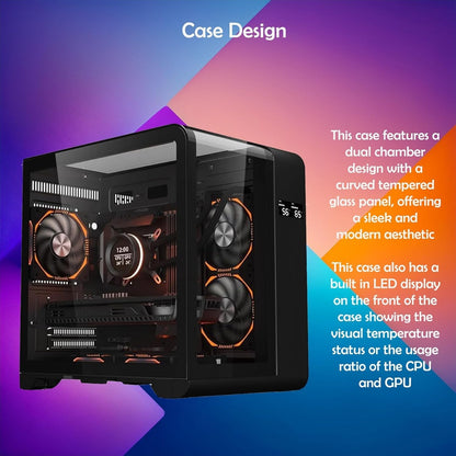 ionz KZ-SW Curve White mATX PC Gaming Case Dual Chamber LED Screen 3x ARGB Fans